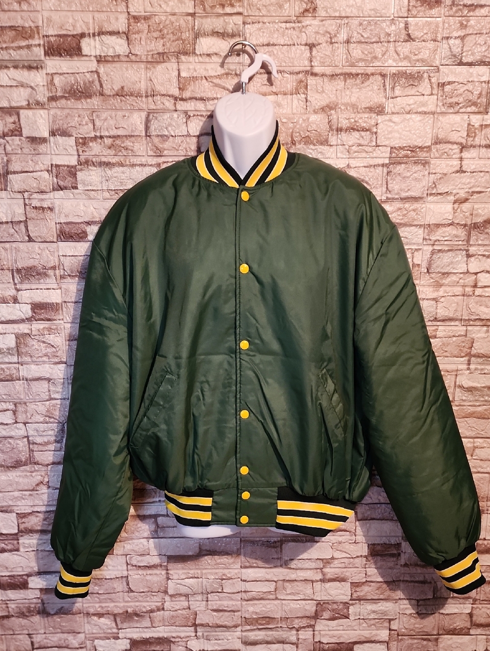 Holloway Green Varsity Jacket with Yellow Accents